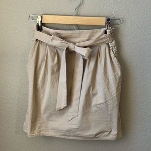Lightweight Khaki Skirt with Bow
